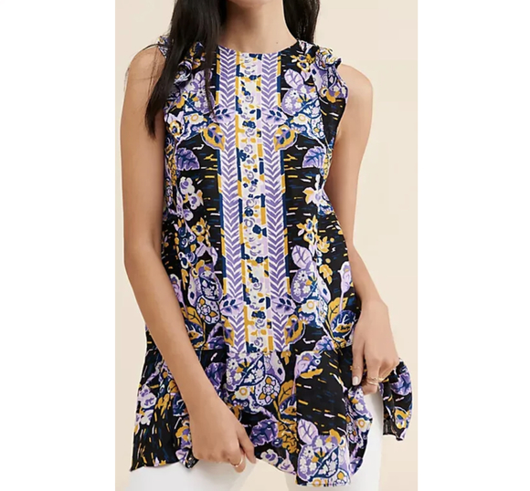 Free People Tops - Free People Floral Tunic Black Size Medium